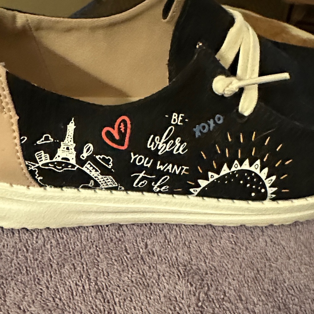 Hey Dude Black and White Women's Moccasins